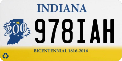 IN license plate 978IAH