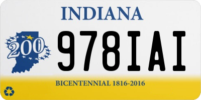 IN license plate 978IAI