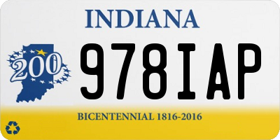 IN license plate 978IAP