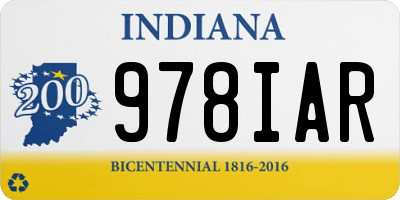 IN license plate 978IAR