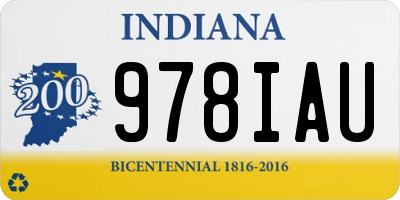 IN license plate 978IAU