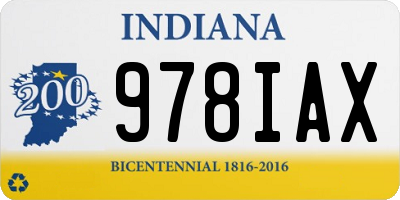 IN license plate 978IAX