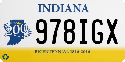 IN license plate 978IGX