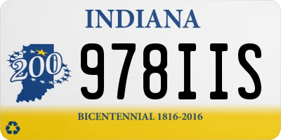 IN license plate 978IIS