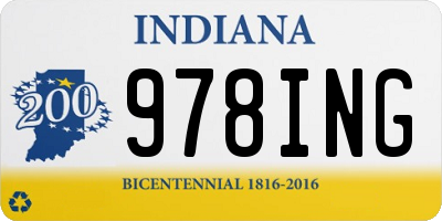 IN license plate 978ING