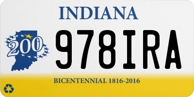 IN license plate 978IRA
