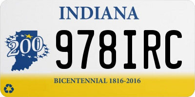 IN license plate 978IRC