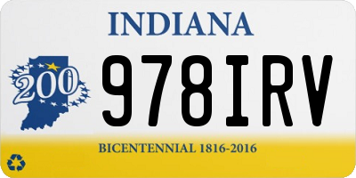 IN license plate 978IRV