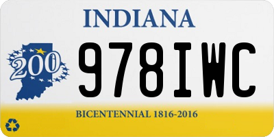 IN license plate 978IWC