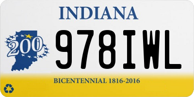 IN license plate 978IWL