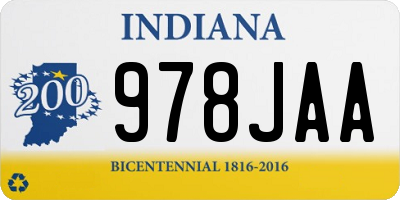 IN license plate 978JAA