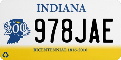 IN license plate 978JAE