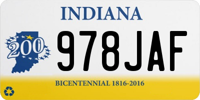 IN license plate 978JAF