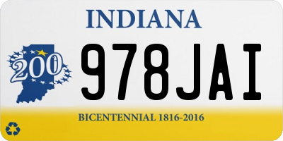 IN license plate 978JAI