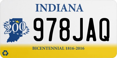IN license plate 978JAQ