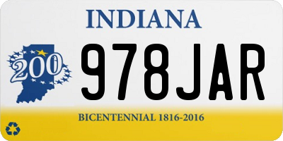 IN license plate 978JAR