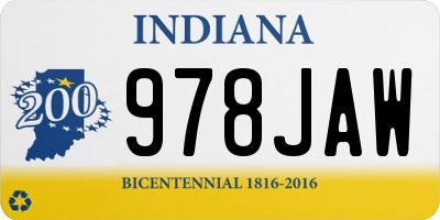 IN license plate 978JAW