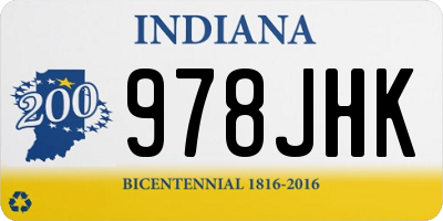 IN license plate 978JHK