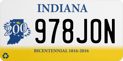IN license plate 978JON