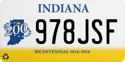 IN license plate 978JSF