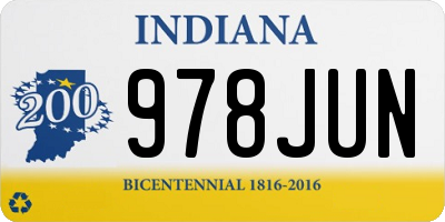 IN license plate 978JUN
