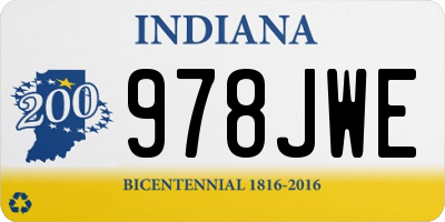 IN license plate 978JWE