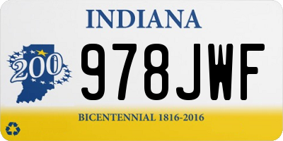 IN license plate 978JWF