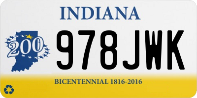 IN license plate 978JWK
