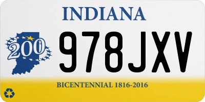 IN license plate 978JXV