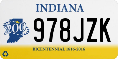 IN license plate 978JZK