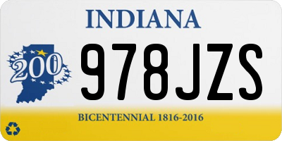 IN license plate 978JZS
