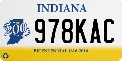 IN license plate 978KAC