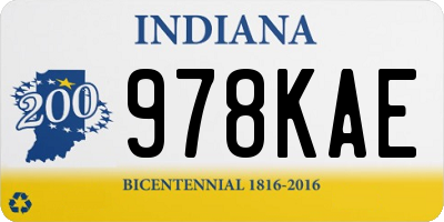 IN license plate 978KAE