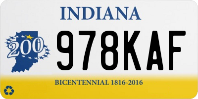 IN license plate 978KAF