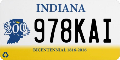 IN license plate 978KAI