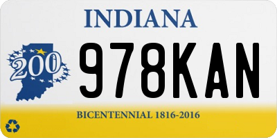 IN license plate 978KAN