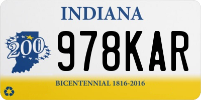 IN license plate 978KAR