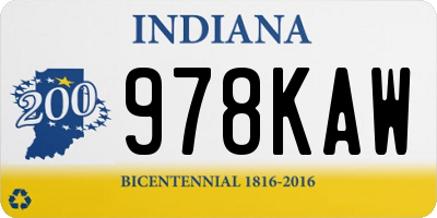 IN license plate 978KAW