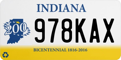 IN license plate 978KAX
