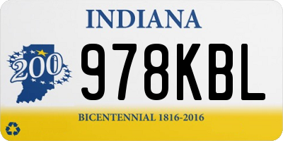 IN license plate 978KBL