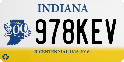 IN license plate 978KEV
