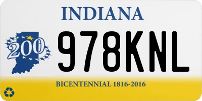 IN license plate 978KNL