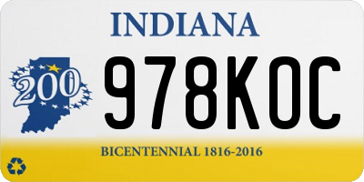 IN license plate 978KOC