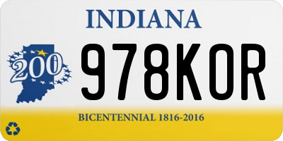 IN license plate 978KOR