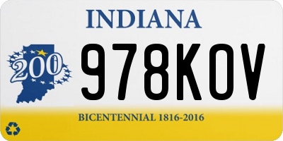 IN license plate 978KOV