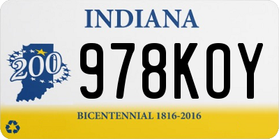 IN license plate 978KOY