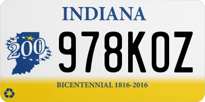 IN license plate 978KOZ