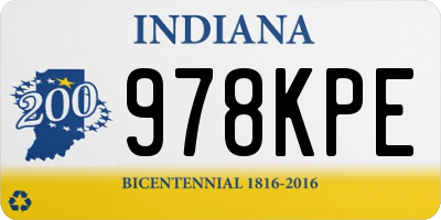IN license plate 978KPE