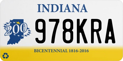 IN license plate 978KRA
