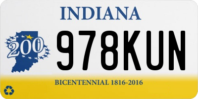 IN license plate 978KUN
